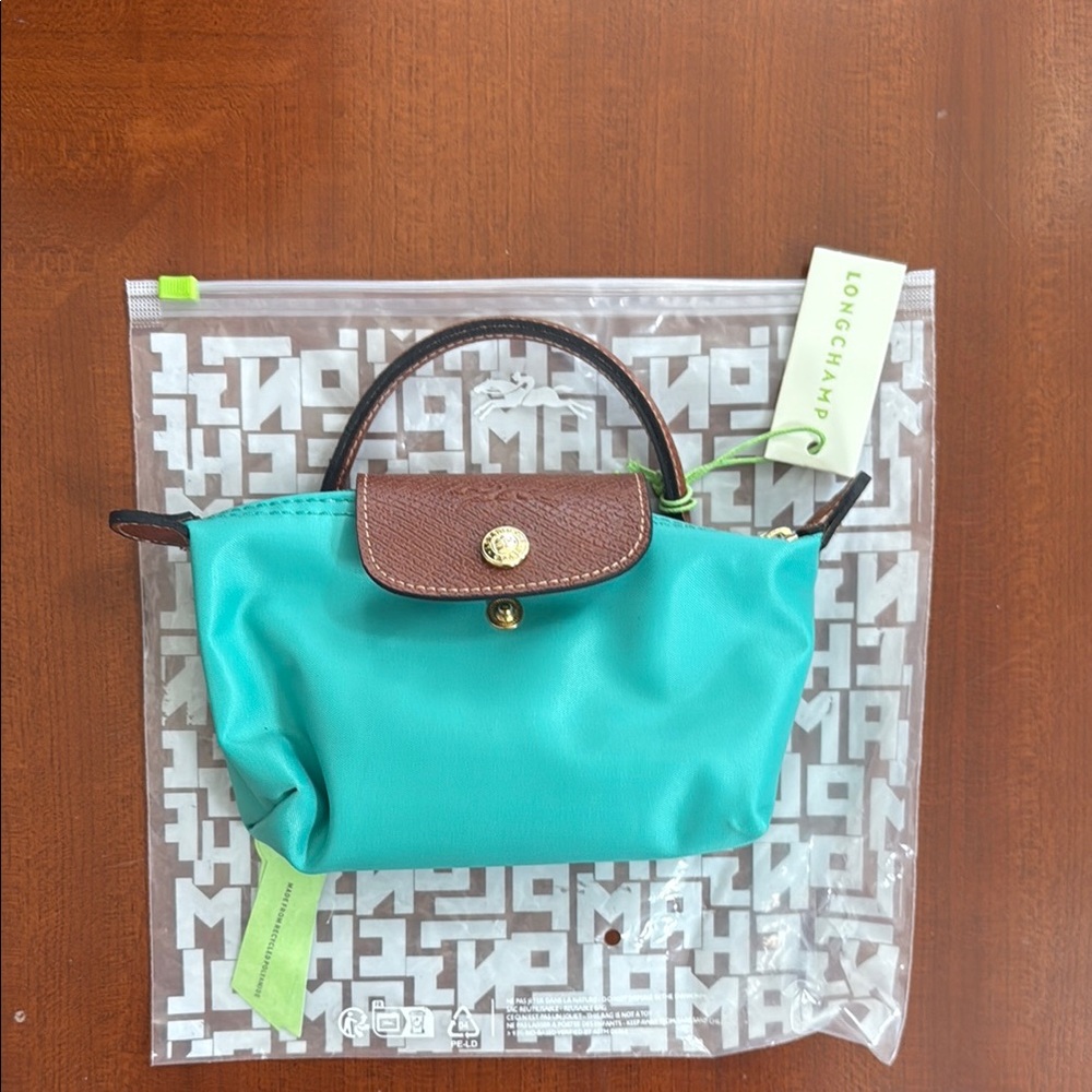 Longchamp Women's Blue and Brown Bag Le Pliage Original Mini Pouch